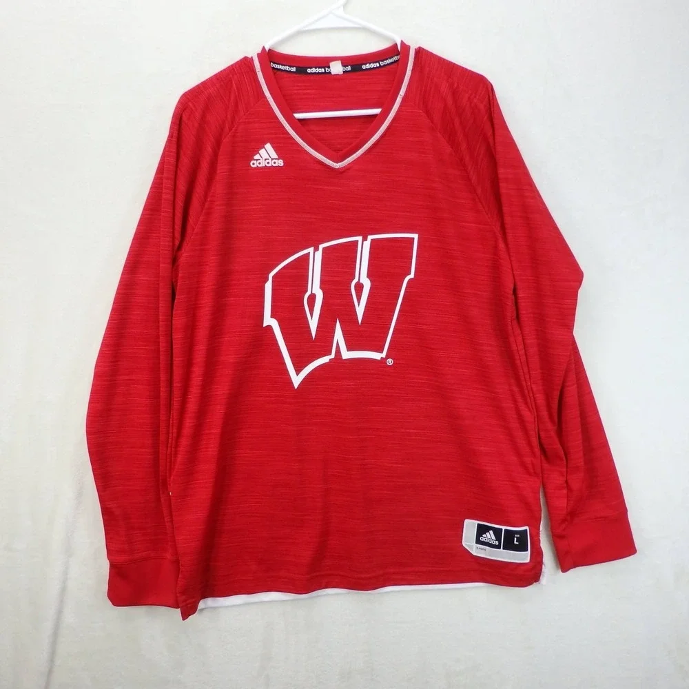 Wisconsin Badgers On-Court Performance Long Sleeve Shirt Men's Large Spell‎ Out